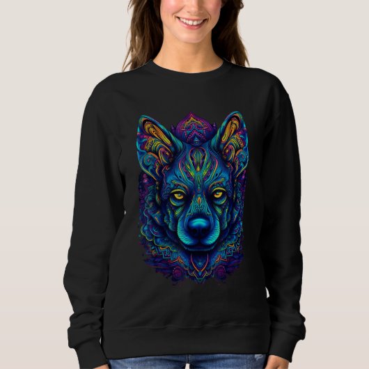 Colorful Dog Psychedelic Trippy Hippie Men Women Trui (Voorkant)