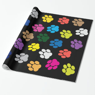 Colorful Dog Puppy Paws Cadeaupapier