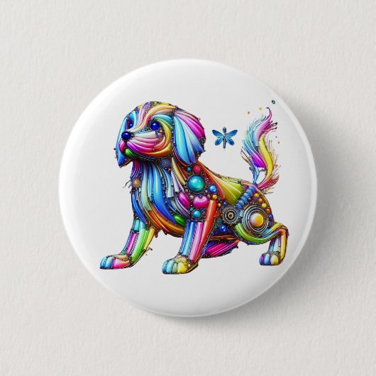 Colorful Dog Ronde Button 5,7 Cm (Voorkant)