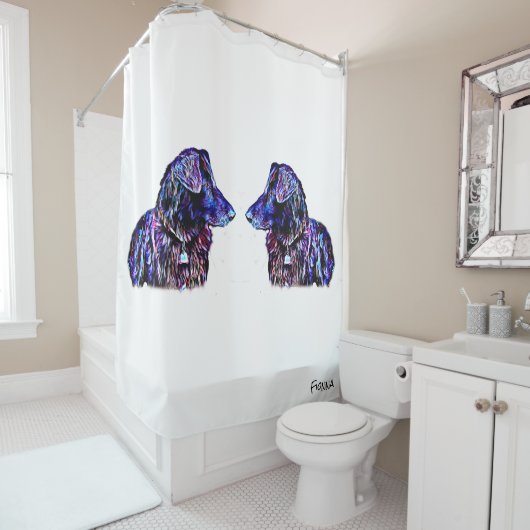 Colorful Dog Shower Curtain "Fionna" Douchegordijn (In situ)