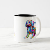 Colorful Dog Tweekleurige Koffiemok (Voorkant rechts)