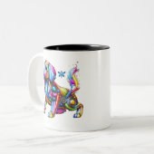 Colorful Dog Tweekleurige Koffiemok (Voorkant links)
