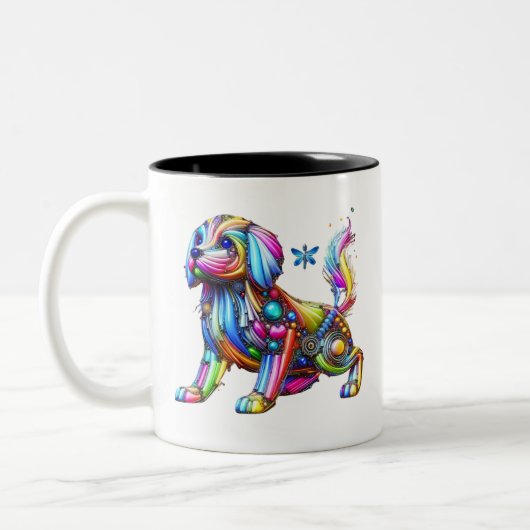 Colorful Dog Tweekleurige Koffiemok (Links)