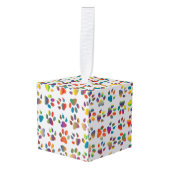 Colorful Doggie Paws Cube Ornament (Voorkant hoekig)