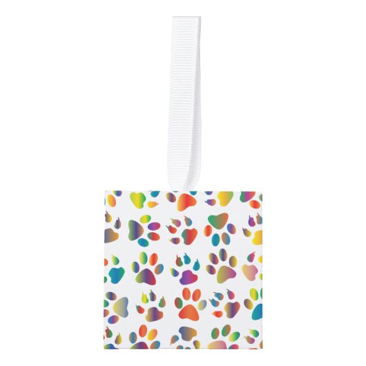 Colorful Doggie Paws Cube Ornament (Voorkant)