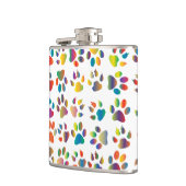 Colorful Doggie Paws Flask Heupfles (Links)