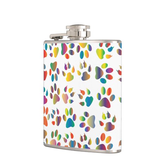 Colorful Doggie Paws Flask Heupfles (Links)