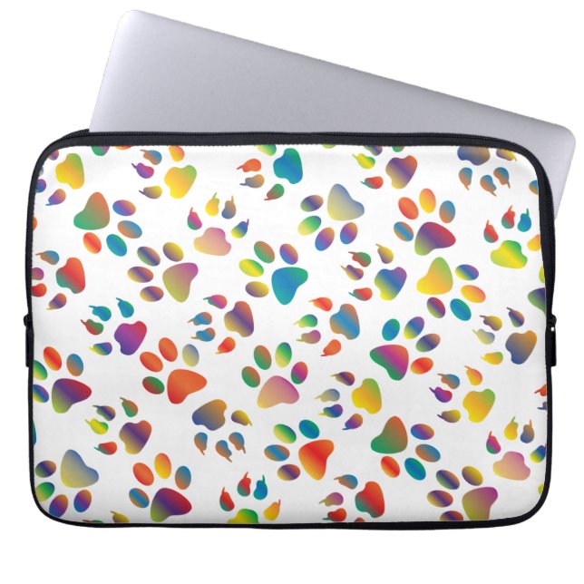 Colorful Doggie Paws-laptophoes Laptop Sleeve (Voorkant)