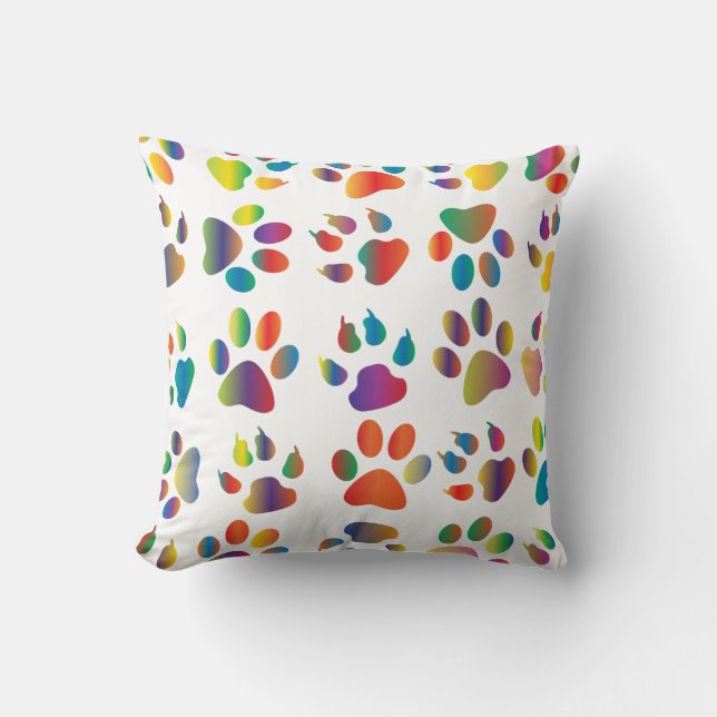 Colorful Doggie Paws Sierkussen (Voorkant)