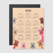 Colorful Dogs 2026 Calendar Magnetic Card (Voorkant / Achterkant)