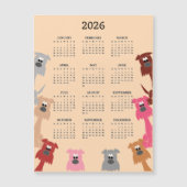 Colorful Dogs 2026 Calendar Magnetic Card (Voorkant)