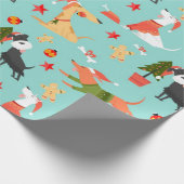 Colorful Dogs-kerstpatroon Cadeaupapier (Hoek)