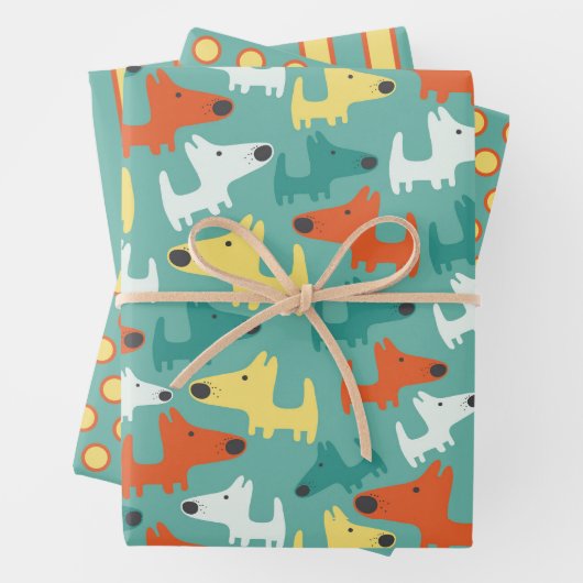 Colorful Dogs Wrapping Paper Set (In situ)