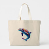 Colorful Dolphin Cute Arts Grote Tote Bag (Achterkant)
