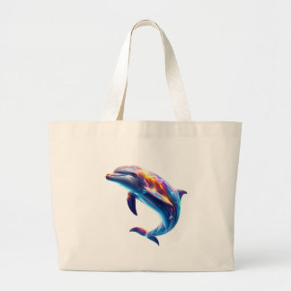 Colorful Dolphin Cute Arts Grote Tote Bag