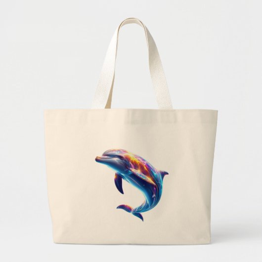 Colorful Dolphin Cute Arts Grote Tote Bag (Voorkant)