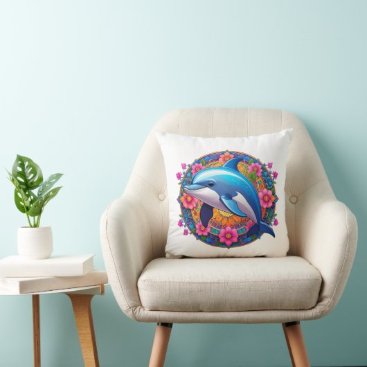 Colorful Dolphin Mandala Art Kussen (Stoel)