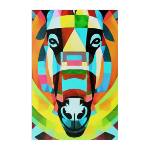 Colorful Donkey Geometric Art Abstract Acryl Muurkunst