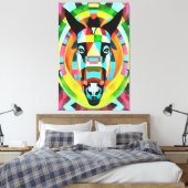 Colorful Donkey Geometric Art Abstract Canvas Afdruk (Insitu (Slaapkamer))