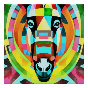 Colorful Donkey Geometric Art Abstract Perfect Poster