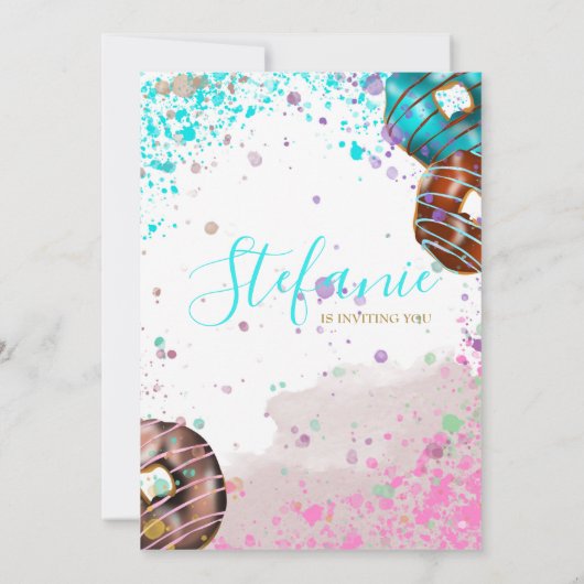 Colorful donut baby party-uitnodiging aankondiging (Achterkant)