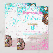 Colorful donut baby party-uitnodiging aankondiging (Voorkant / Achterkant)
