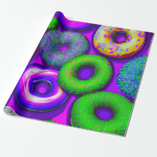 Colorful Donuts Paars Cadeaupapier