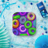 Colorful Donuts Paars Papieren Bordje (Feest)