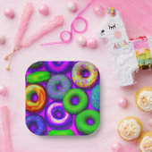 Colorful Donuts Paars Papieren Bordje (Feest)