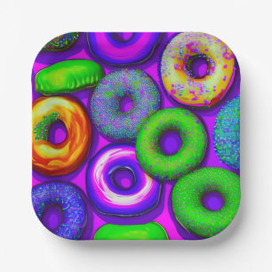 Colorful Donuts Paars Papieren Bordje
