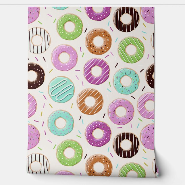 Colorful Donuts Pattern Behang (Afrollen)