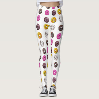 Colorful Donuts Seamless Pattern - Sweet Bakery Tr Leggings