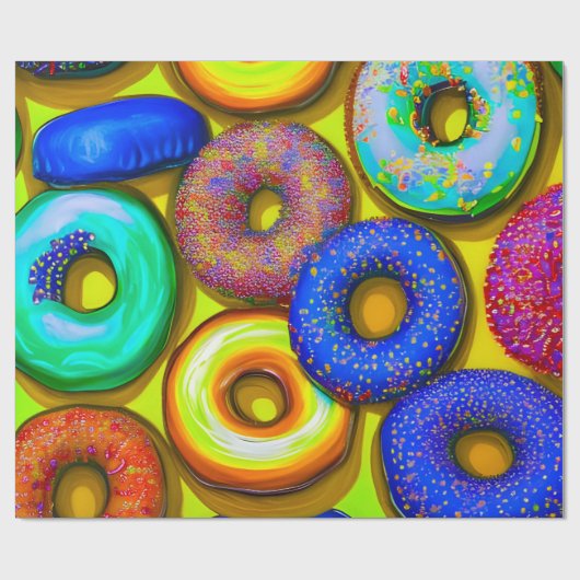 Colorful Donuts Yellow Cadeaupapier (Vlak)