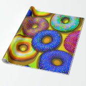 Colorful Donuts Yellow Cadeaupapier (Uitgerold)
