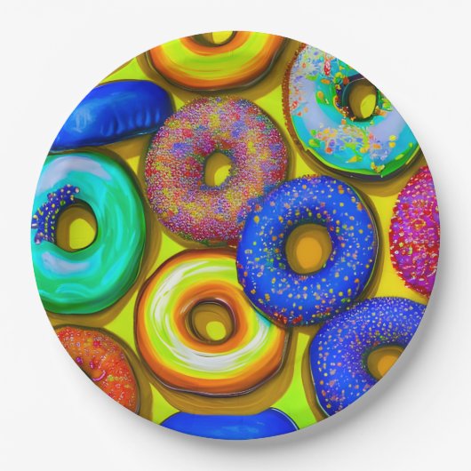 Colorful Donuts Yellow Papieren Bordje (Voorkant)