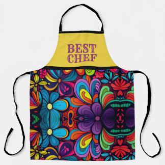 COLORFUL DOODLE ART OF FLOWERS "BEST CHEF" SCHORT