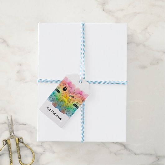 Colorful Doodle Eid Cadeaulabel (Met Touw)