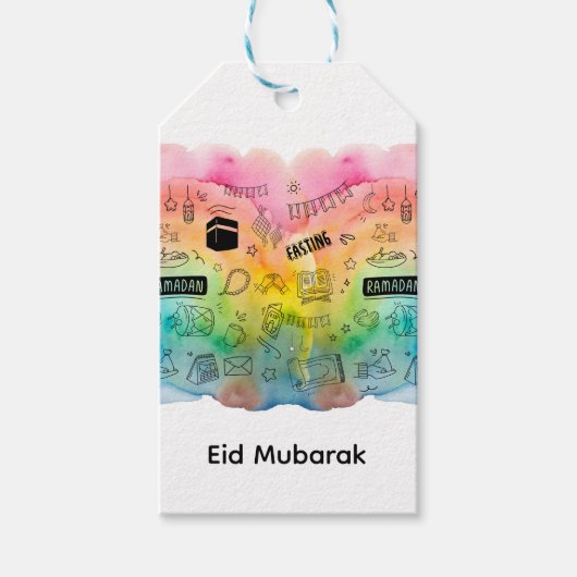 Colorful Doodle Eid Cadeaulabel (Voorkant)