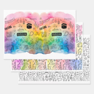 Colorful Doodle Eid Gift Wrapping Sheets Inpakpapier Vel