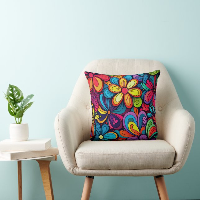 COLORFUL DOODLE FLORAL DESIGN SIERKUSSEN (Stoel)