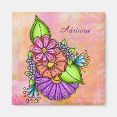 Colorful Doodle Flower Bundle Magneet (Voorkant)