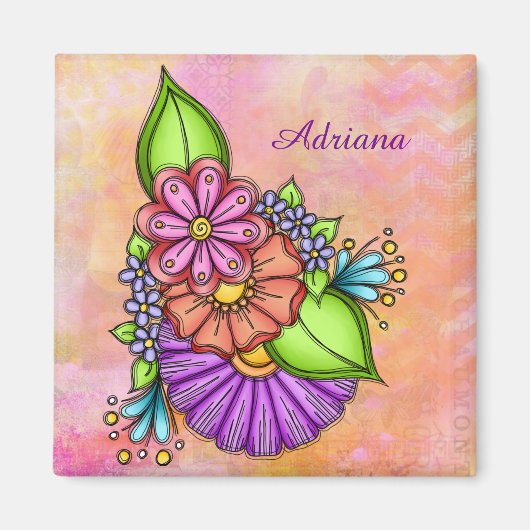 Colorful Doodle Flower Bundle Magneet (Voorkant)