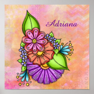 Colorful Doodle Flower Bundle Poster