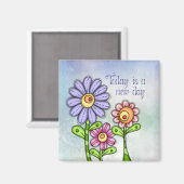 Colorful Doodle Flower Trio Magneet (Voorkant / Achterkant)