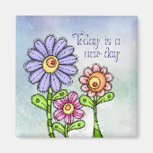Colorful Doodle Flower Trio Magneet (Voorkant)
