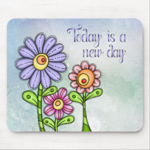 Colorful Doodle Flower Trio Muismat