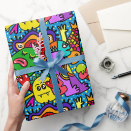 Colorful Doodle Monsters All Occasion Gift Cadeaupapier