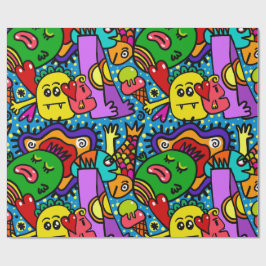 Colorful Doodle Monsters All Occasion Gift Cadeaupapier