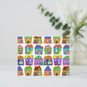 Colorful Doodle Quirky Detched Residential Houses Briefkaart (Staand voorkant)