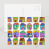 Colorful Doodle Quirky Detched Residential Houses Briefkaart (Voorkant / Achterkant)
